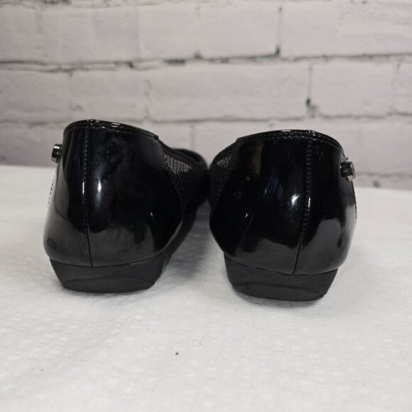 ANNE KLEIN SPORT WOMENS BLACK SQUARE TOE SLIP ON SHORT WEDGE SHOE SIZE 6 EUC - Picture 5 of 8